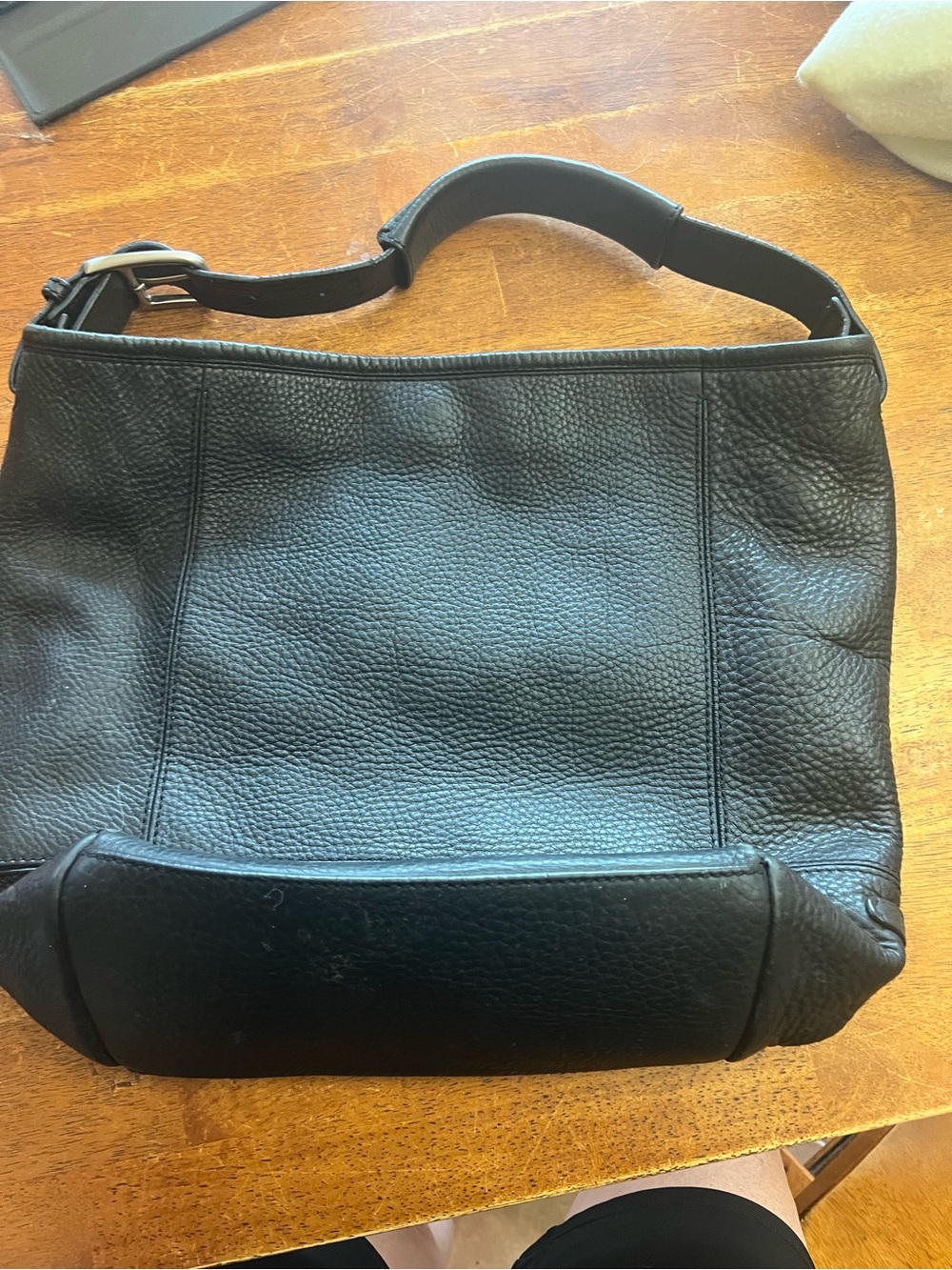 Cole Hahn Classic Black Pebbled Leather Shoulder Bag